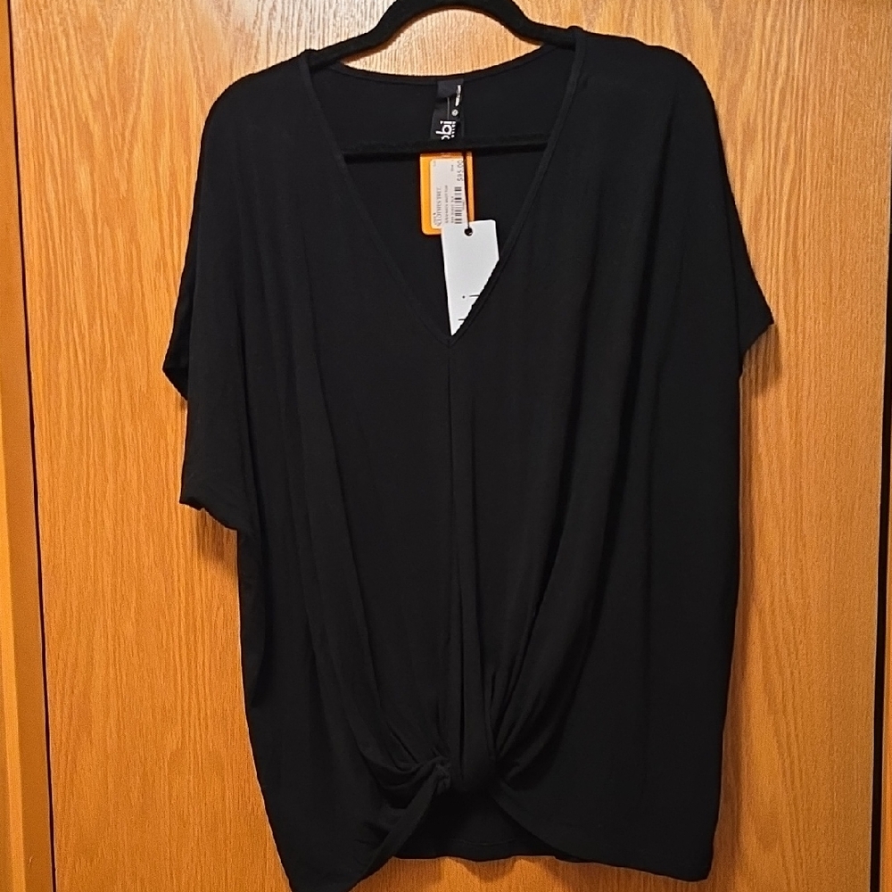 bobi Black Draped V-Neck Blouse
